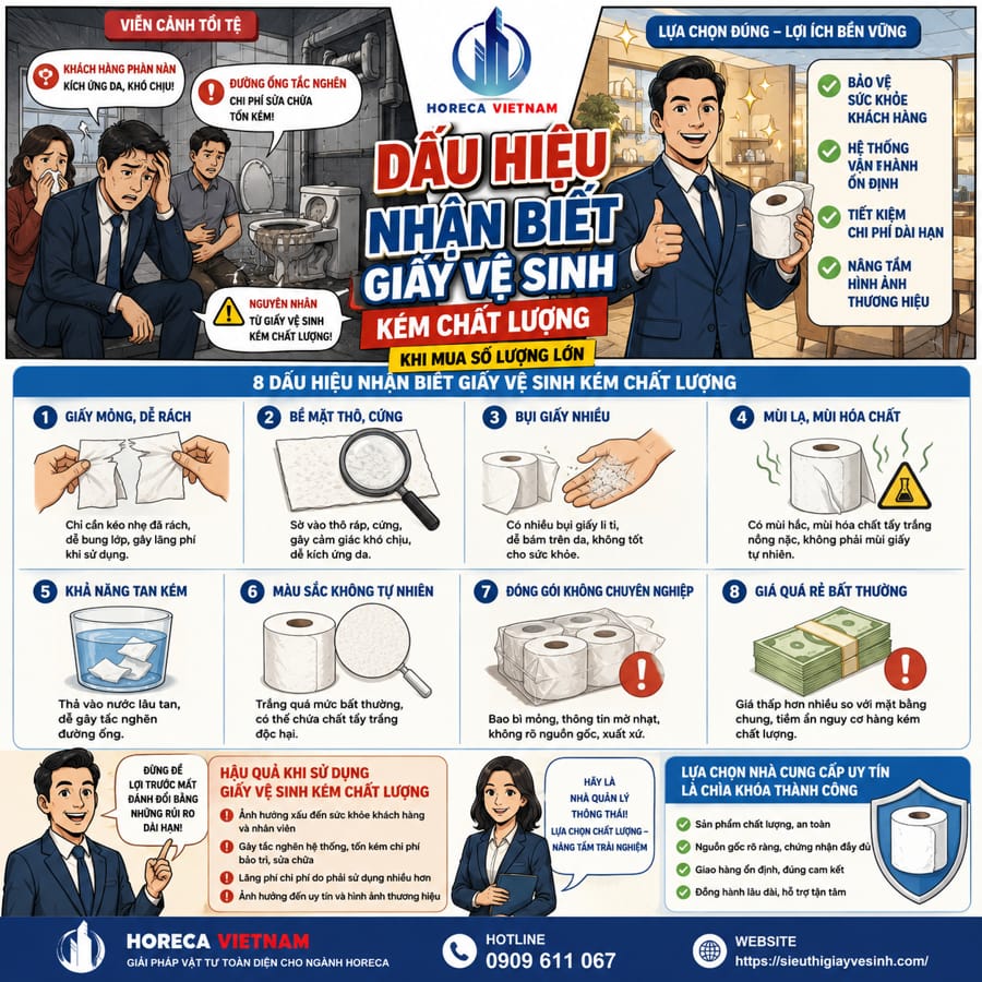 Dấu hiệu giấy vệ sinh kém chất lượng khi mua số lượng lớn