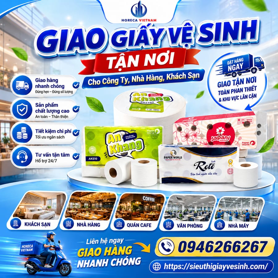 Giao giấy vệ sinh tận nơi cho công ty nhà hàng khách sạn uy tín tại Horeca Việt Nam
