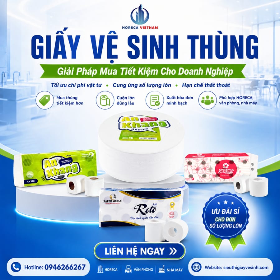 Cung cấp giấy vệ sinh thùng số lượng lớn với chất lượng đạt chuẩn, xuất hóa đơn minh bạch tại Horeca Việt Nam