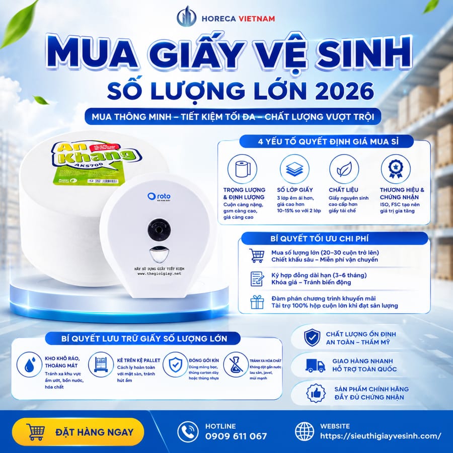 Mua giấy vệ sinh số lượng lớn chất lượng vượt trội giá tốt tại Horeca Việt Nam