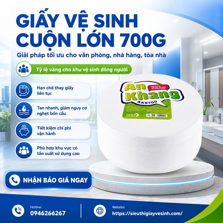 Cung cấp giấy vệ sinh cuộn lớn 700g cho văn phòng nhà hàng tòa nhà