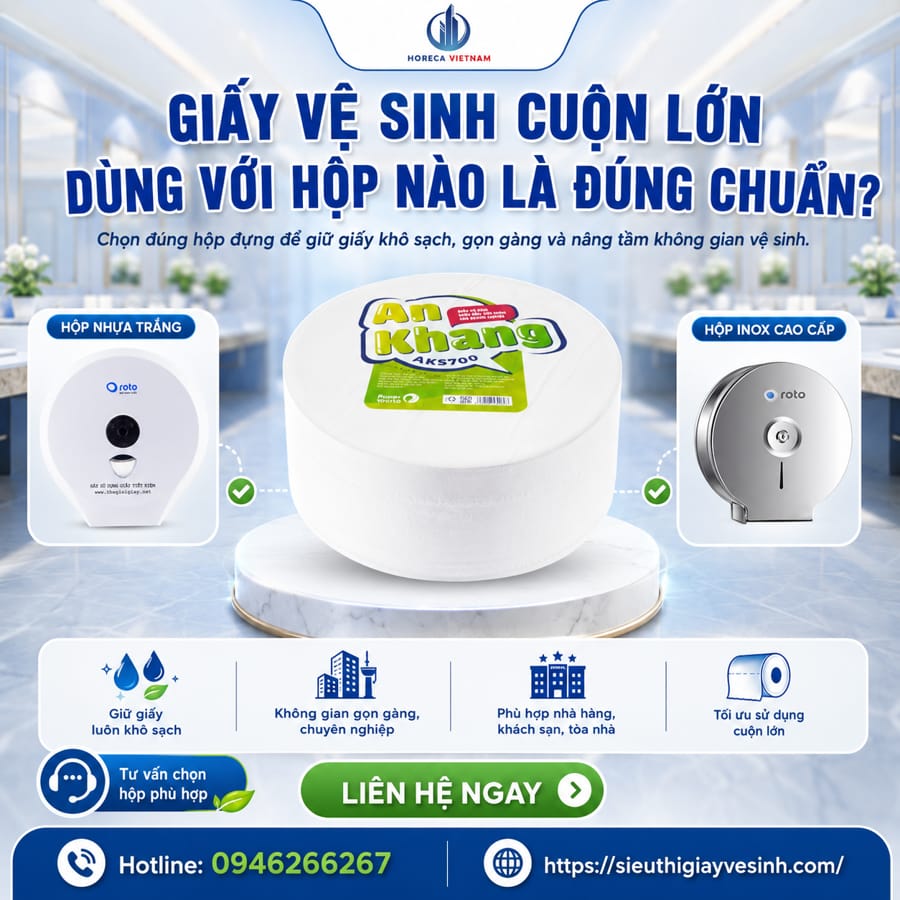 Giấy vệ sinh cuộn lớn dùng với hộp nào là đúng chuẩn, bền bỉ và tối ưu nhất?