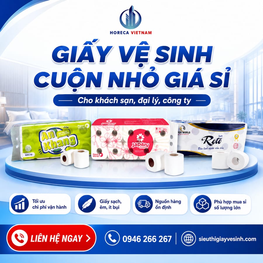 Cung cấp giấy vệ sinh cuộn nhỏ giá sỉ cho khách sạn đại lý công ty