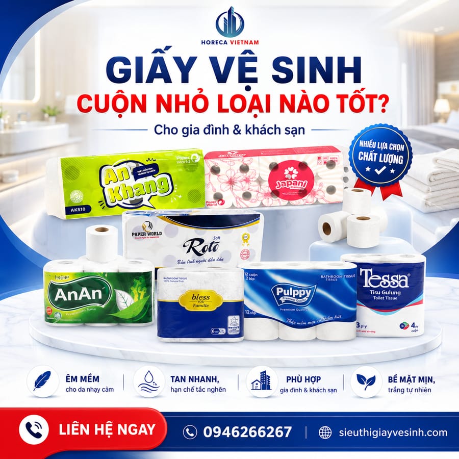 Cung cấp giấy vệ sinh cuộn nhỏ tốt cho gia đình và khách sạn tại Horeca Việt Nam