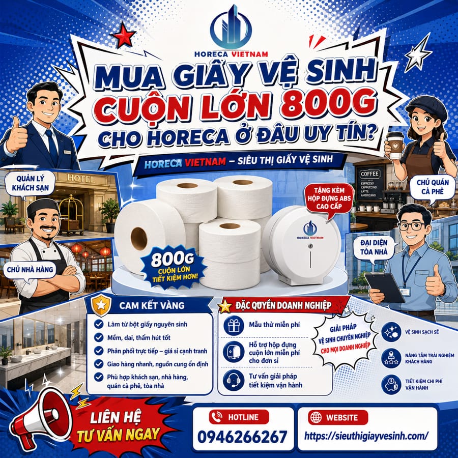 Mua giấy vệ sinh cuộn lớn 800g uy tín tại Horeca Việt Nam