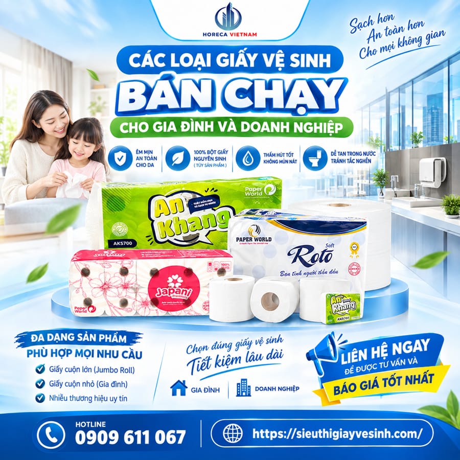 Những dòng sản phẩm giấy vệ sinh bán chạy đang thống trị thị trường, giúp bạn đưa ra quyết định mua sắm tối ưu nhất cho cả tổ ấm gia đình lẫn hệ thống doanh nghiệp quy mô lớn.