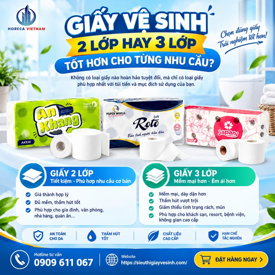 Cung cấp giấy vệ sinh 2 lớp hay 3 lớp tốt cho mọi không gian