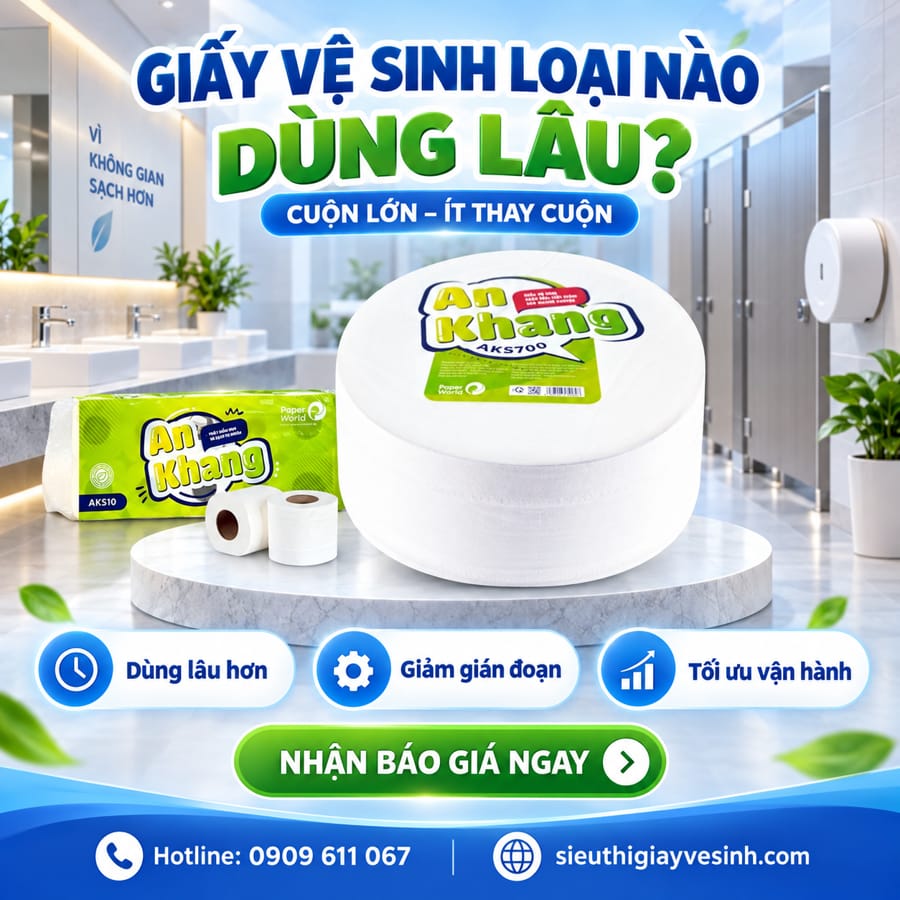 Giấy vệ sinh dùng lâu cuộn lớn ít thay cuộn