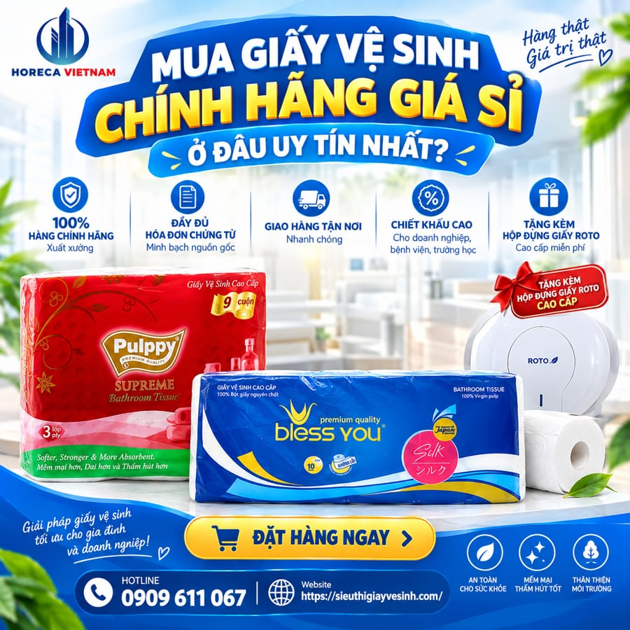 Mua giấy vệ sinh Pulppy và Bless You chính hãng giá sỉ uy tín nhất tại NPP Horeca Việt Nam