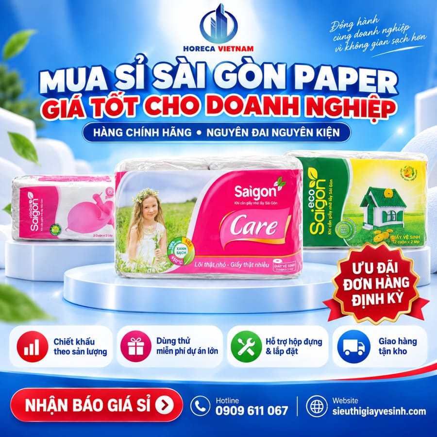 Mua sỉ giấy vệ sinh Sài Gòn Paper giá tốt cho doanh nghiệp tại NPP Horeca Việt Nam