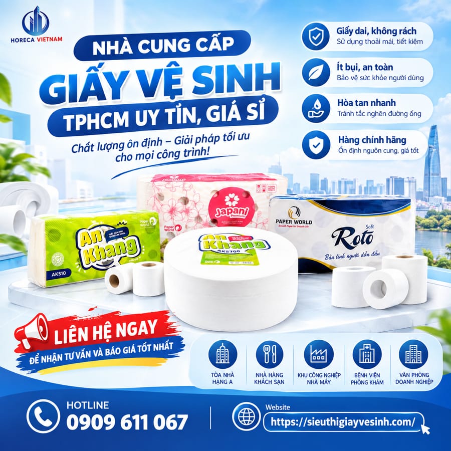 Horeca Việt Nam nhà cung cấp giấy vệ sinh TPHCM uy tín giá sỉ.