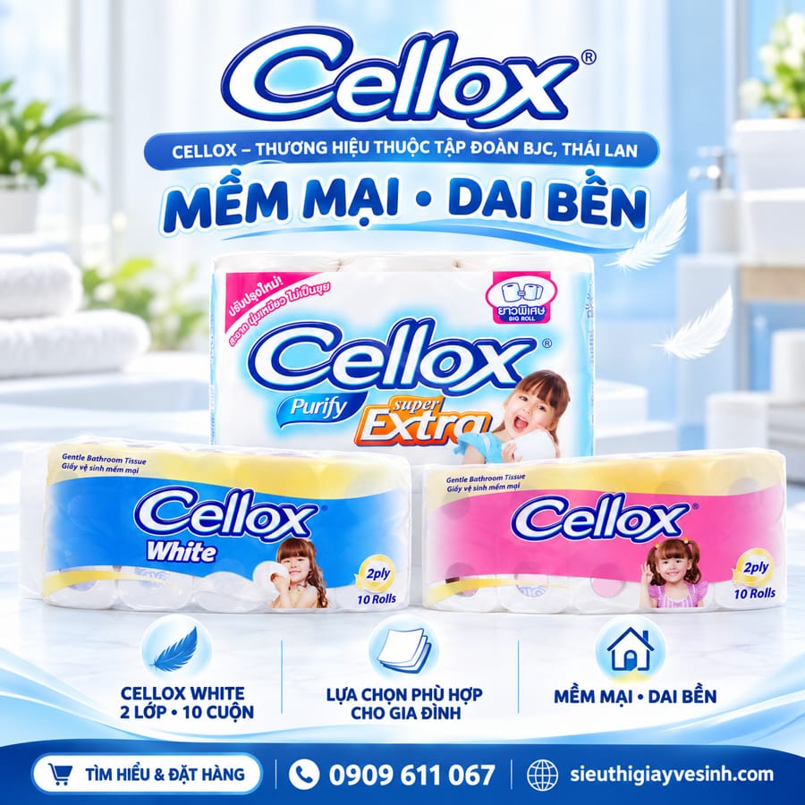 Các loại giấy vệ sinh Cellox phổ biến trên thị trường hiện nay.