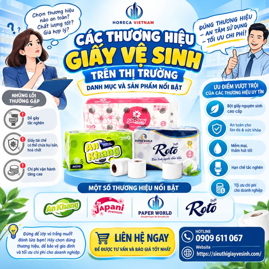Các thương hiệu giấy vệ sinh nổi bật tại Horeca Việt Nam
